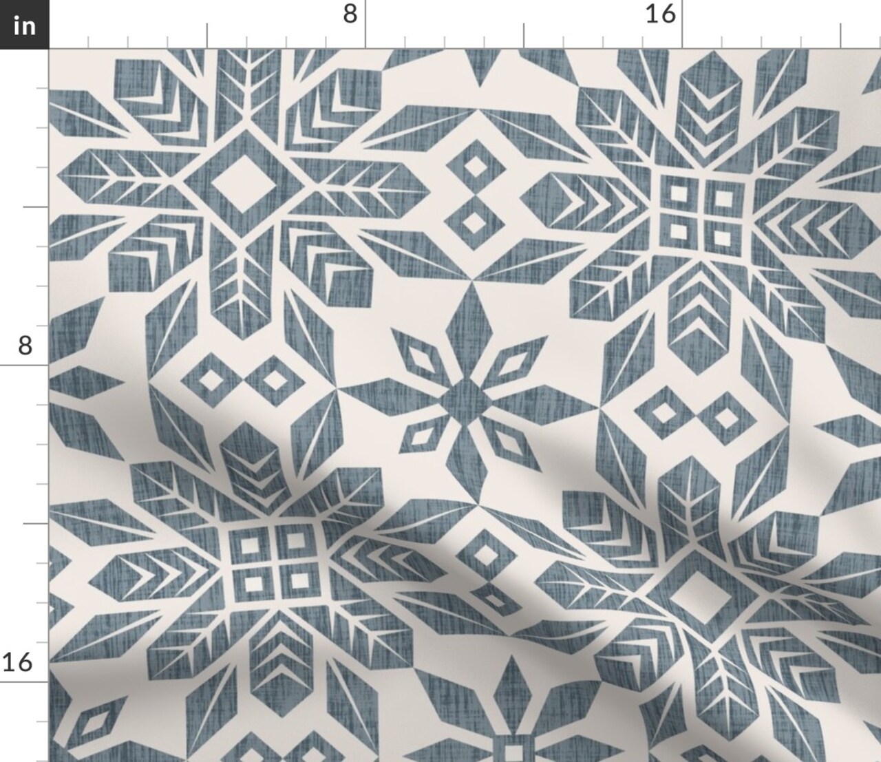 Scandinavian Traditional Quilt Block Nordic Scandi Patchwork Cheater Cottagecore Boho Modern Farmhouse Geometric Topper Rustic Winter Folk Home Custom Printed Fabric by Spoonflower Various Fabrics by the Yard or Fat Quarter
